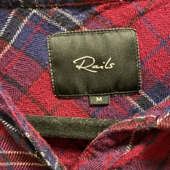 Rails Dylan Button Down Flannel In Oxblood/Navy Size M - Picture 8 of 12